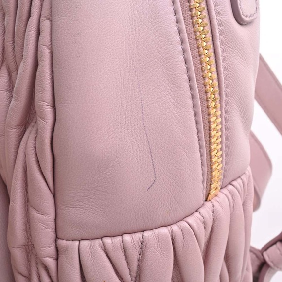 MIU MIU miu MATELASSE Rucksack Backpack 5BZ022 Pink Beige Women's - Picture 9 of 10